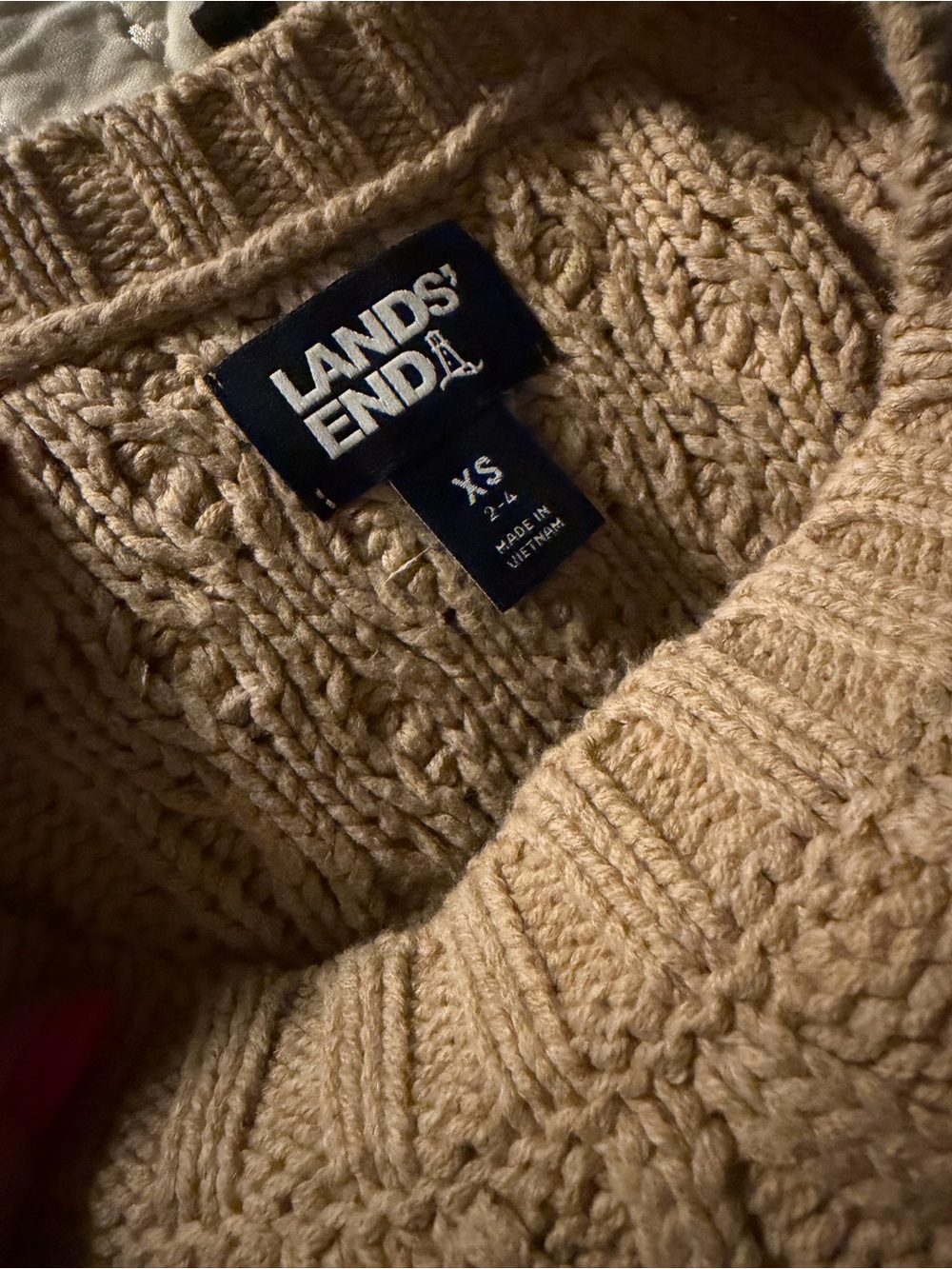Land’s End Women's Cotton Blend Cable Crew Neck Sweater Dress - Picture 7 of 7